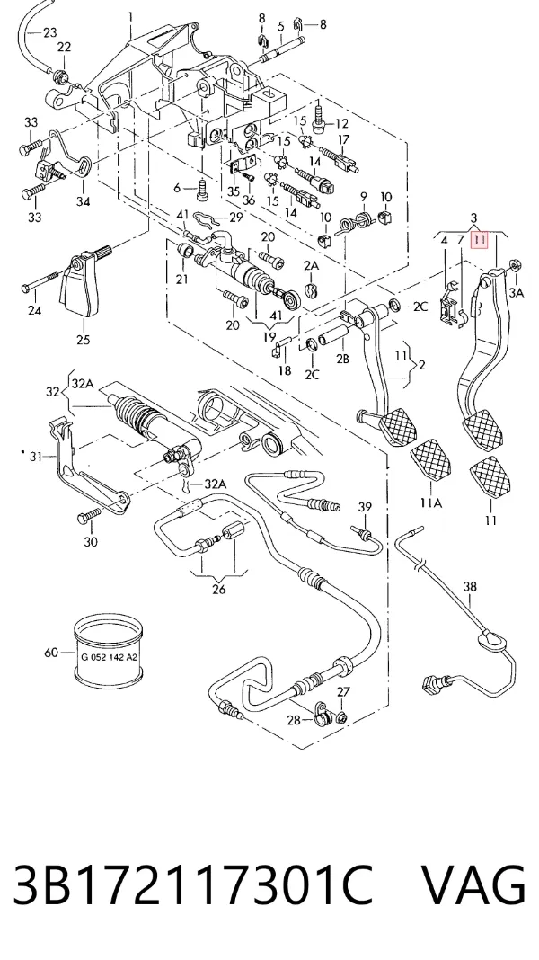 Cubierta de pedal de freno 3B172117301C VAG