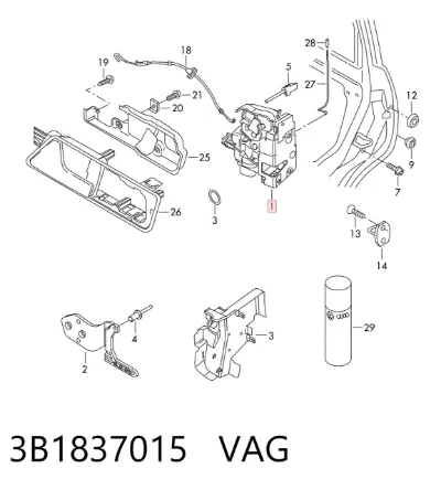 Cerradura de puerta delantera izquierda VAG 3B1837015