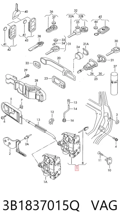 Cerradura de puerta delantera izquierda VAG 3B1837015Q
