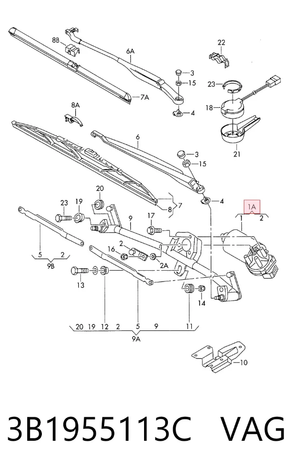 Motor limpiaparabrisas 3B1955113C VAG