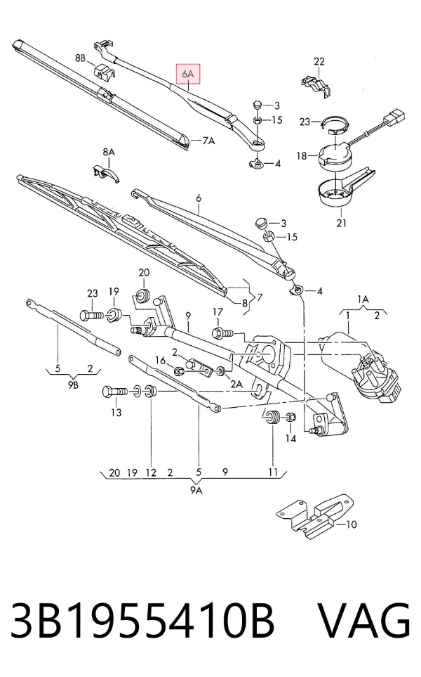 Brazo del limpiaparabrisas 3B1955410B VAG