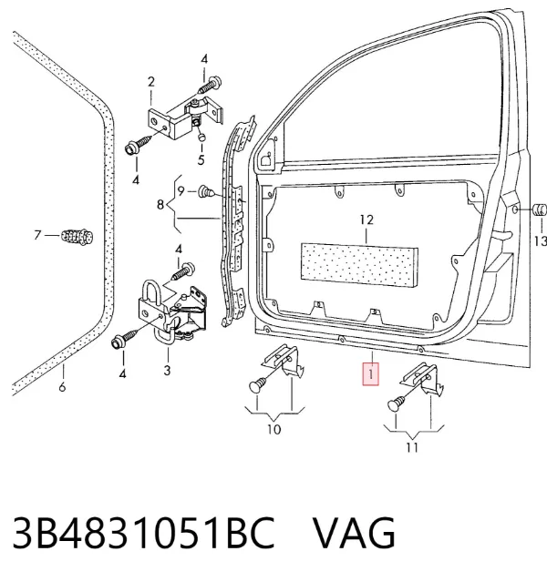 Puerta delantera izquierda 3B4831051BC VAG