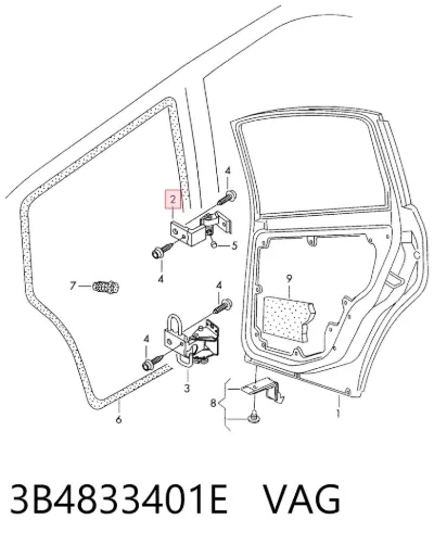 Bisagra de puerta delantera izquierda VAG 3B4833401E