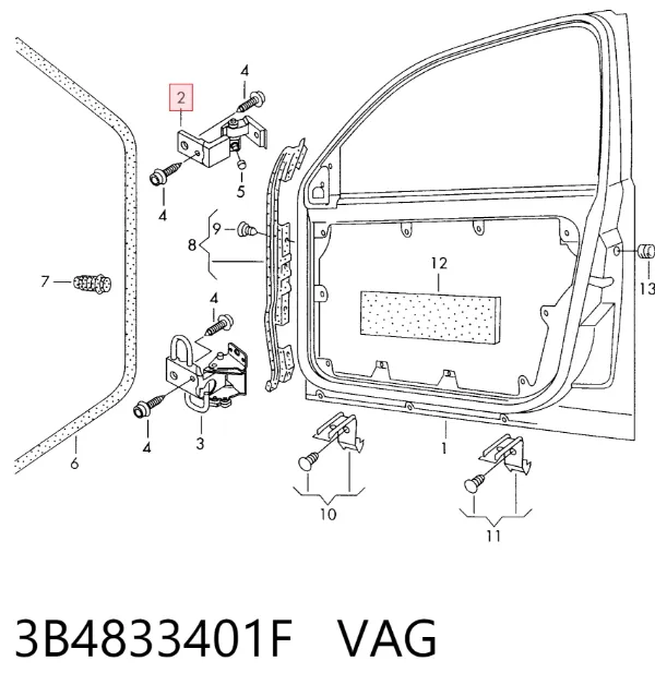 Bisagra de puerta delantera izquierda 3B4833401F VAG