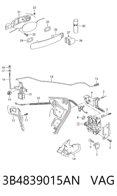 Cerradura de puerta trasera izquierda VAG 3B4839015AN