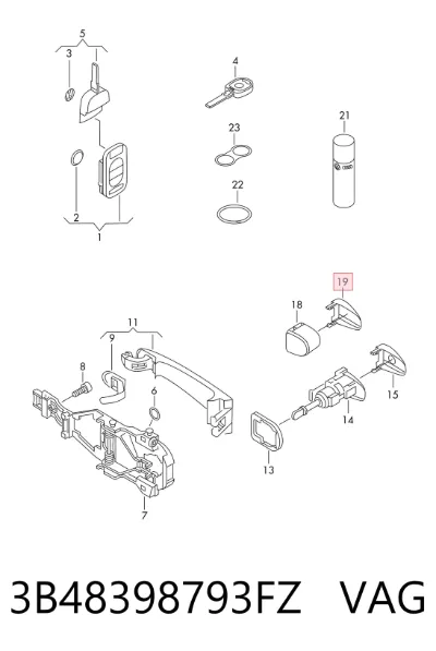 Embellecedor de la manija de puerta VAG 3B48398793FZ