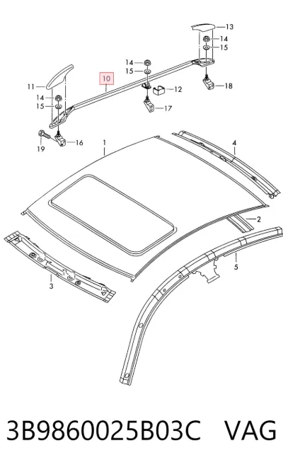 Riel de techo izquierdo VAG 3B9860025B03C