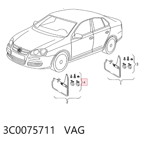 Kit de montaje de guardabarros delanteros 3C0075711 VAG