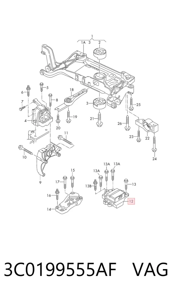 Soporte izquierdo del motor 3C0199555AF VAG