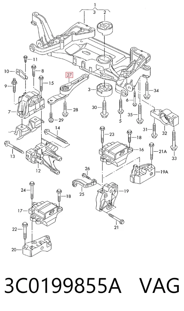 Soporte de motor trasero 3C0199855A VAG