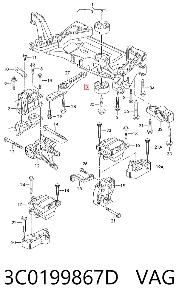 Soporte inferior del motor 3C0199867D VAG