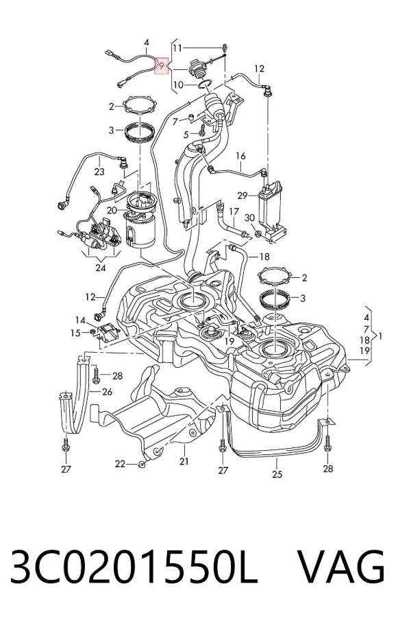 Tapa de depósito de combustible 3C0201550L VAG