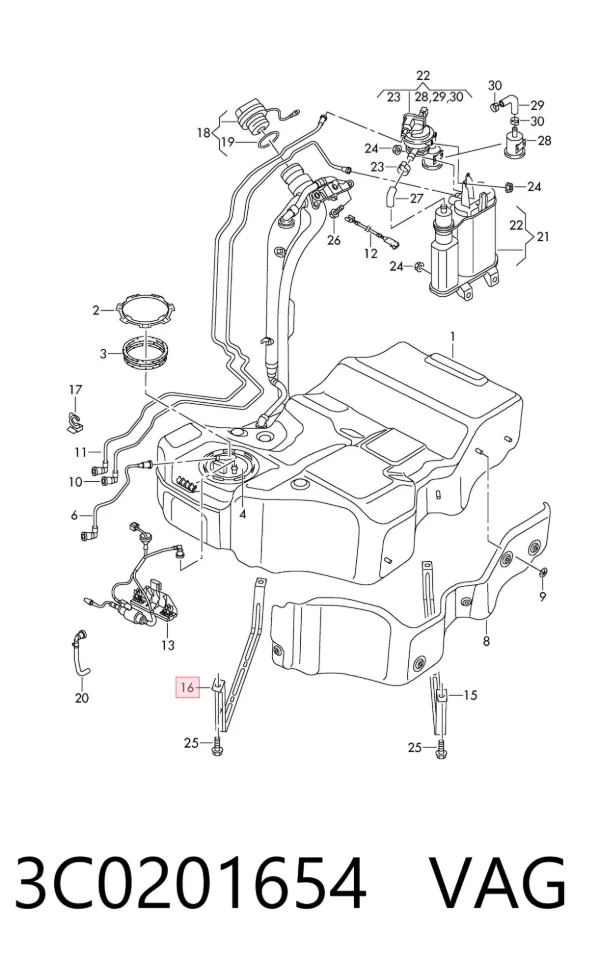 Soporte del tanque de combustible 3C0201654 VAG