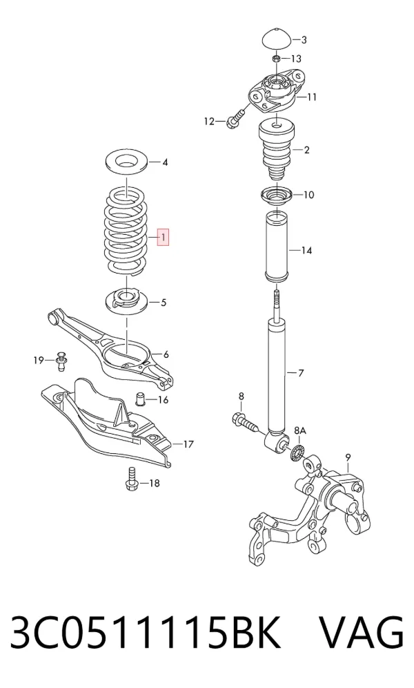 Muelle 3C0511115BK VAG
