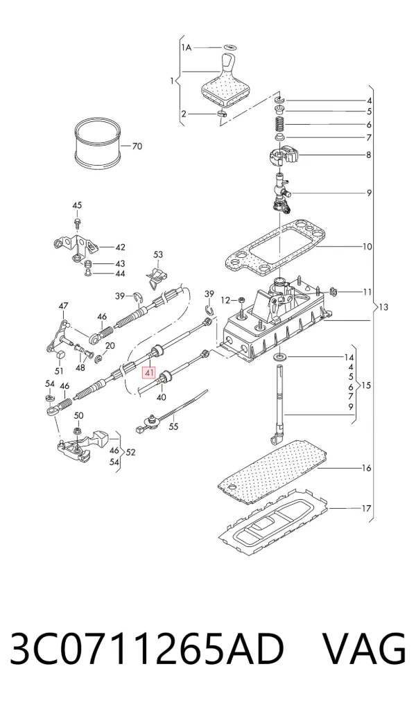 Cable de caja de cambios 3C0711265AD VAG