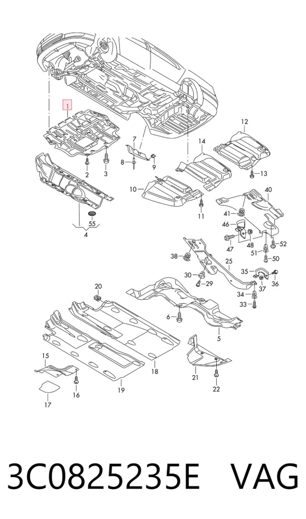 Protección motor / empotramiento 3C0825235E VAG