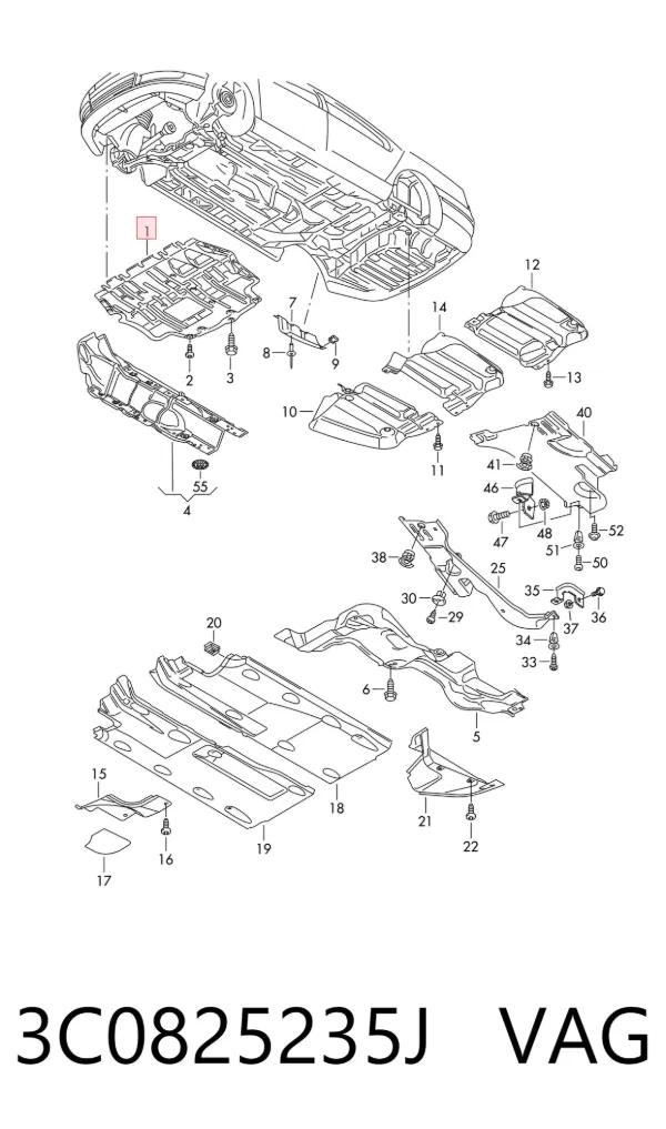 Protección motor / empotramiento 3C0825235J VAG