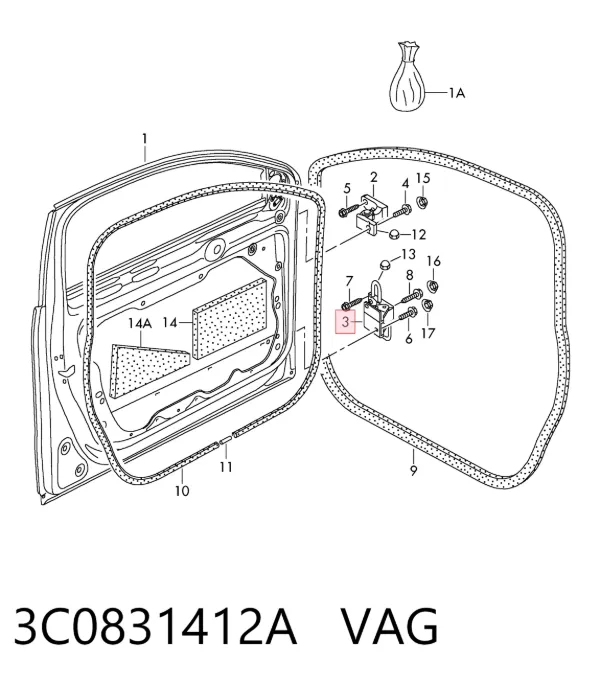 Bisagra de la puerta delantera derecha 3C0831412A VAG