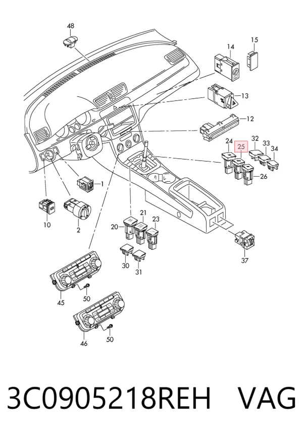 Botón de arranque del motor 3C0905218REH VAG