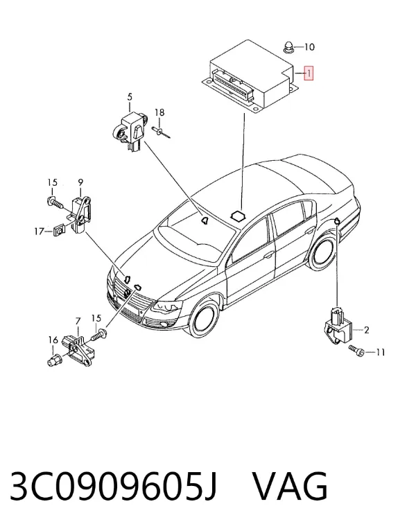 Módulo de control de airbag 3C0909605J VAG