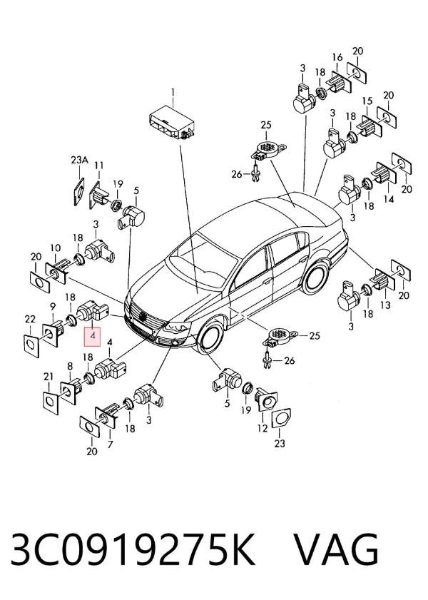 Sensor de estacionamiento delantero 3C0919275K VAG