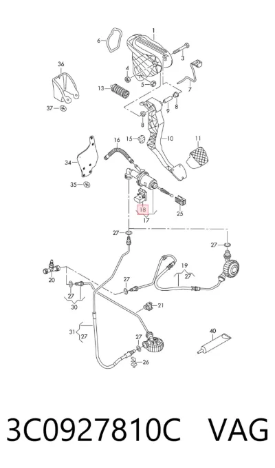 Sensor de posición del pedal de embrague VAG 3C0927810C