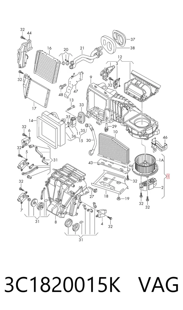 Ventilador habitáculo 3C1820015K VAG