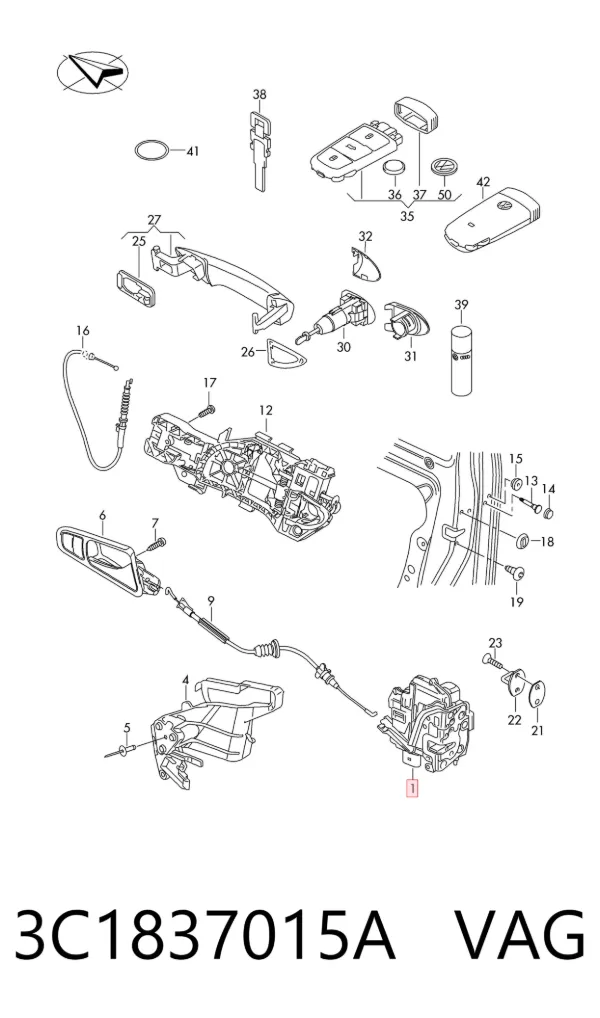 Cerradura 3C1837015A VAG