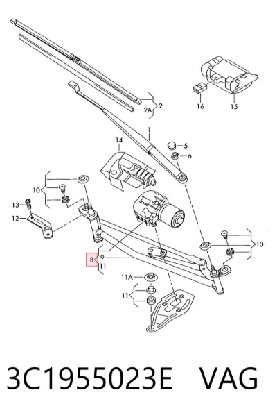 Trapezio del limpiaparabrisas VAG 3C1955023E