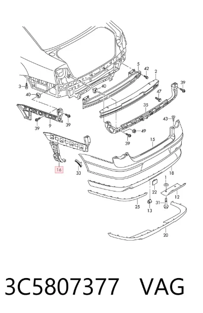 Soporte de parachoques trasero izquierdo VAG 3C5807377