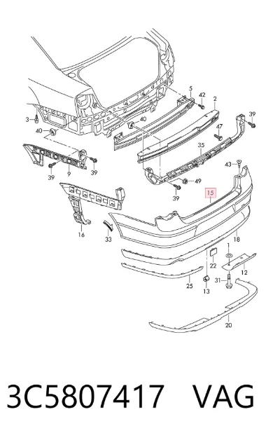 Parachoques trasero VAG 3C5807417