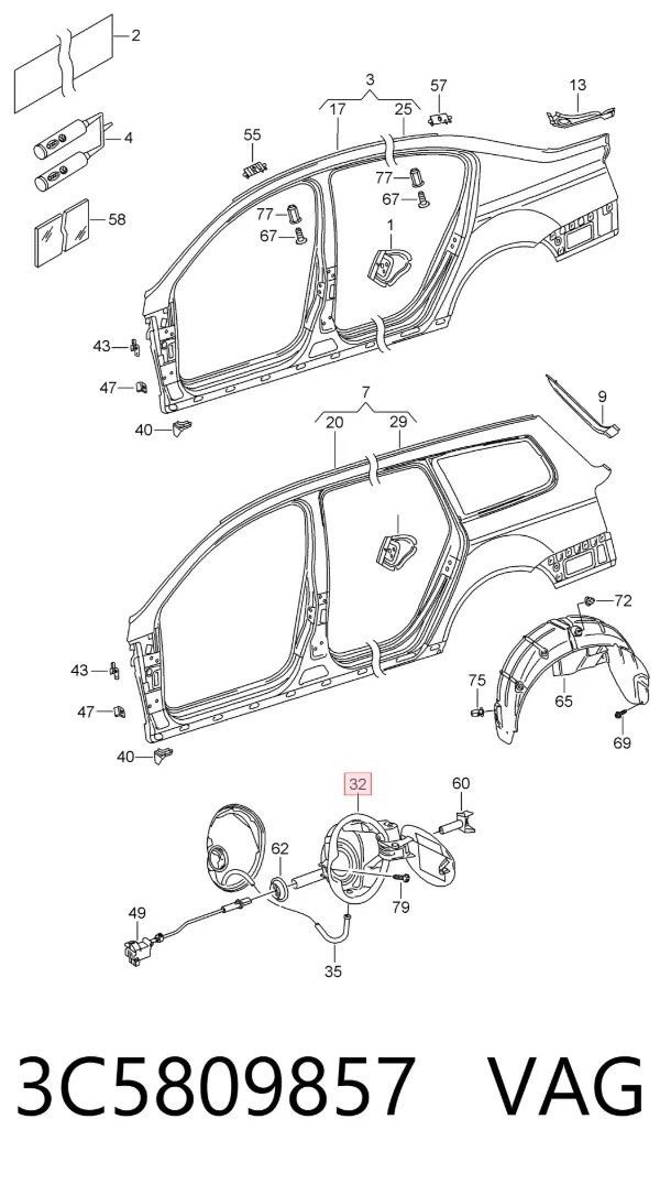 Tapa de la gasolina 3C5809857 VAG