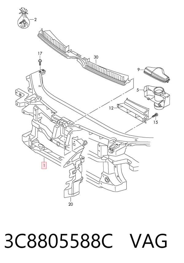 Soporte de radiador 3C8805588C VAG