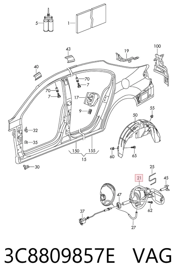 Tapa de la gasolina 3C8809857E VAG