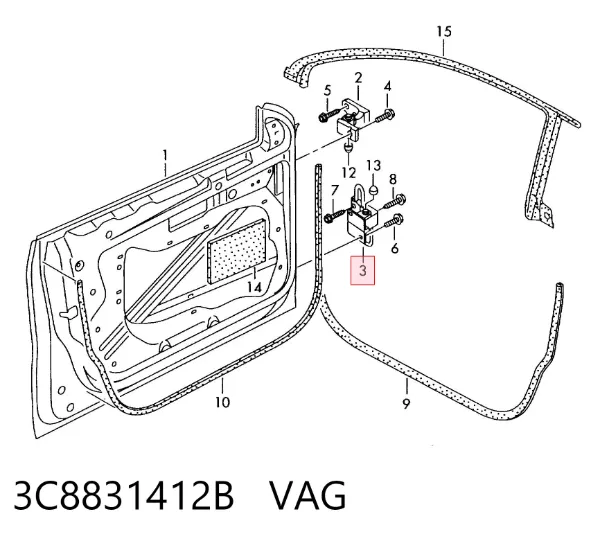 Bisagra de la puerta delantera derecha 3C8831412B VAG