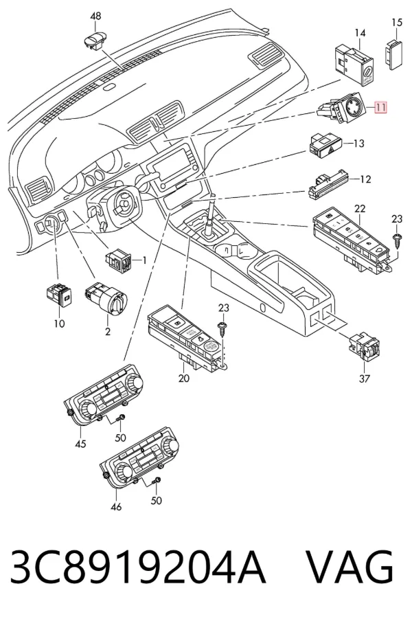 Reloj interior 3C8919204A VAG