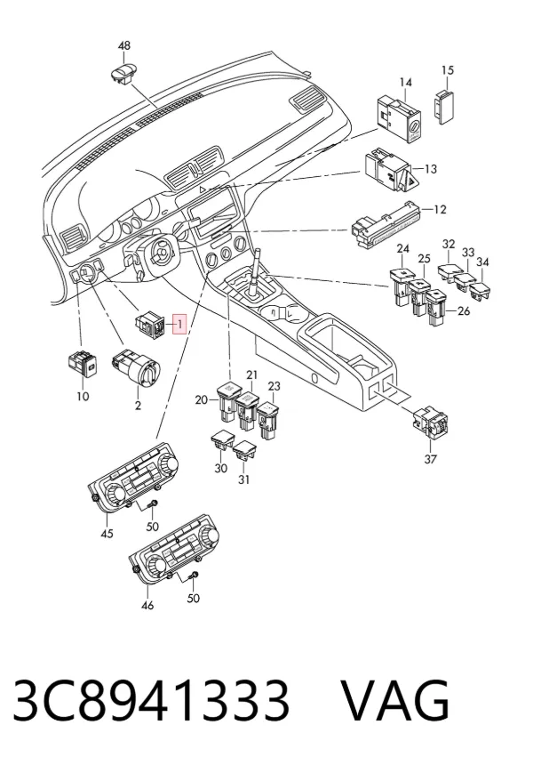 Botón del regulador de altura de faros 3C8941333 VAG