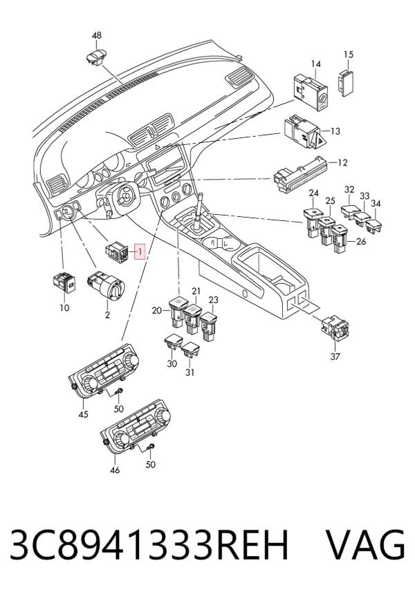 Botón del regulador de altura de faros 3C8941333REH VAG