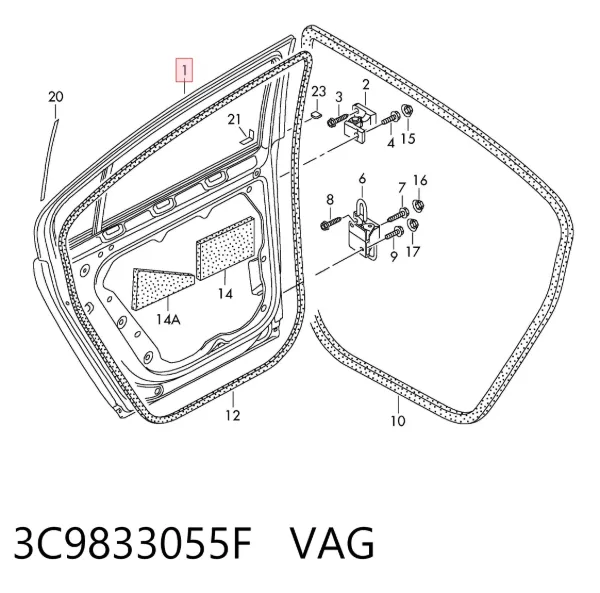 Puerta trasera izquierda 3C9833055F VAG