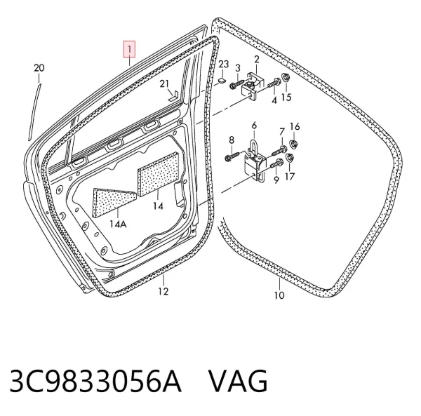 Puerta trasera derecha 3C9833056A VAG