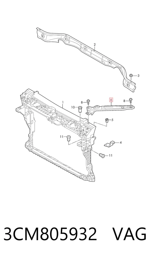 Soporte de panel frontal derecho 3CM805932 VAG