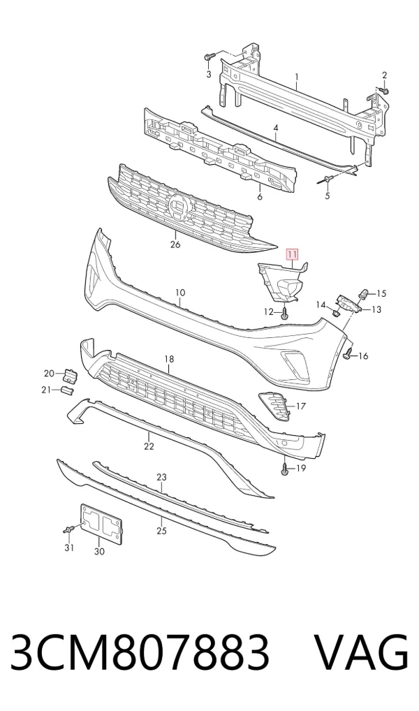 Soporte de parachoques delantero izquierdo 3CM807883 VAG