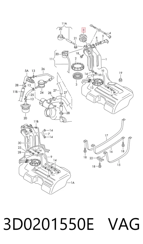Tapa de depósito de combustible 3D0201550E VAG