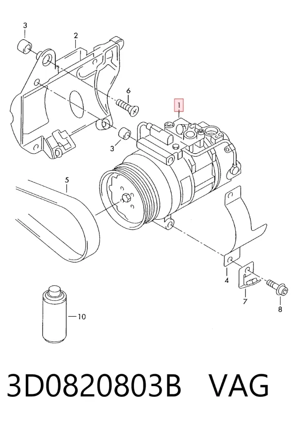 Compresor de aire acondicionado 3D0820803B VAG