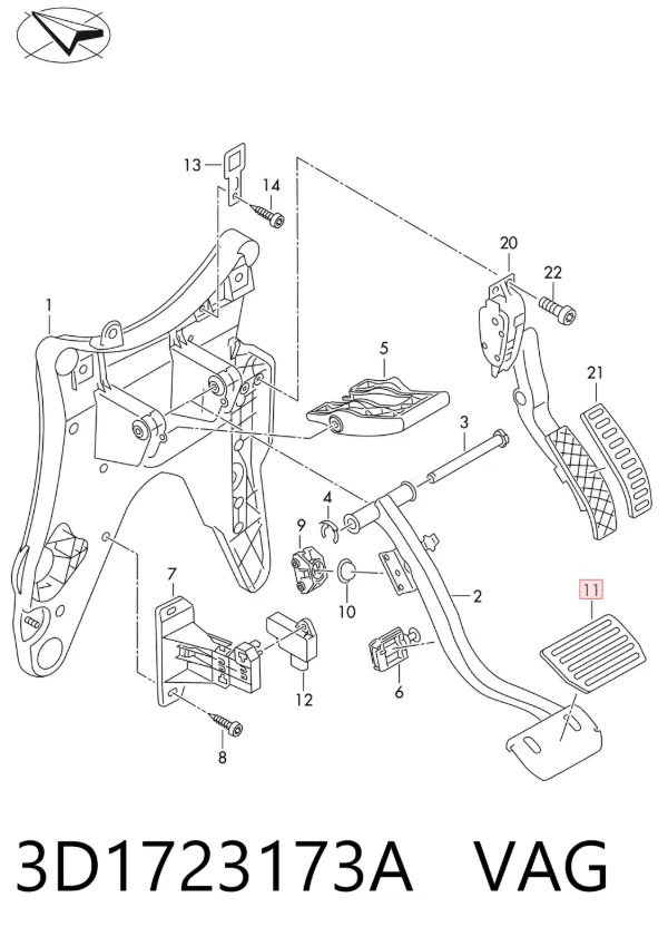 Cubierta de pedal de freno 3D1723173A VAG