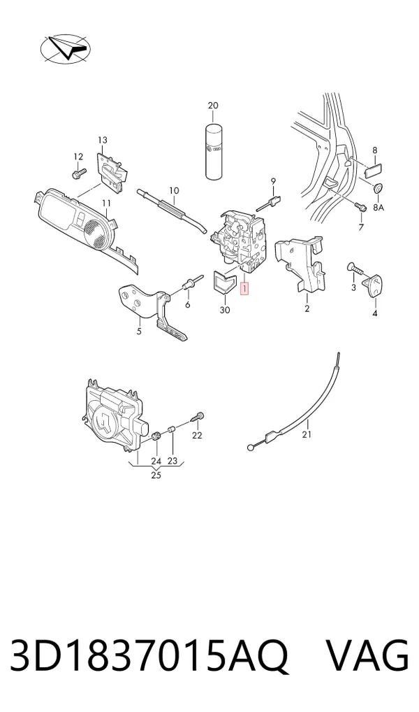 Cerradura 3D1837015AQ VAG