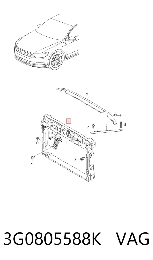 Soporte de radiador 3G0805588K VAG