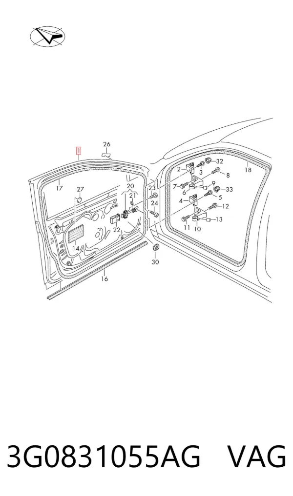 Puerta delantera izquierda 3G0831055AG VAG