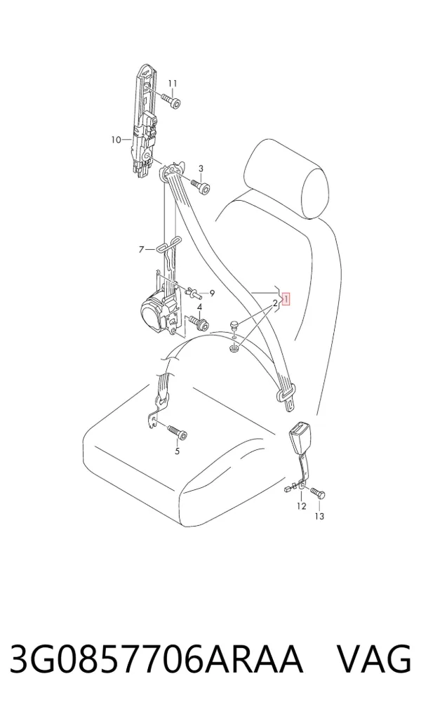 Cinturón de seguridad delantero derecho 3G0857706ARAA VAG