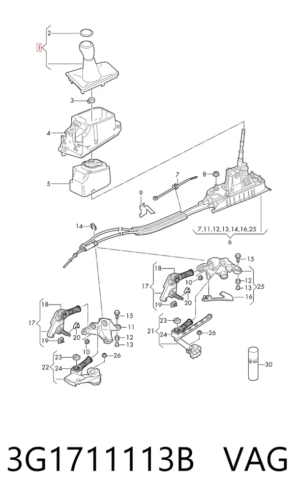 Pomo de palanca de cambios 3G1711113B VAG